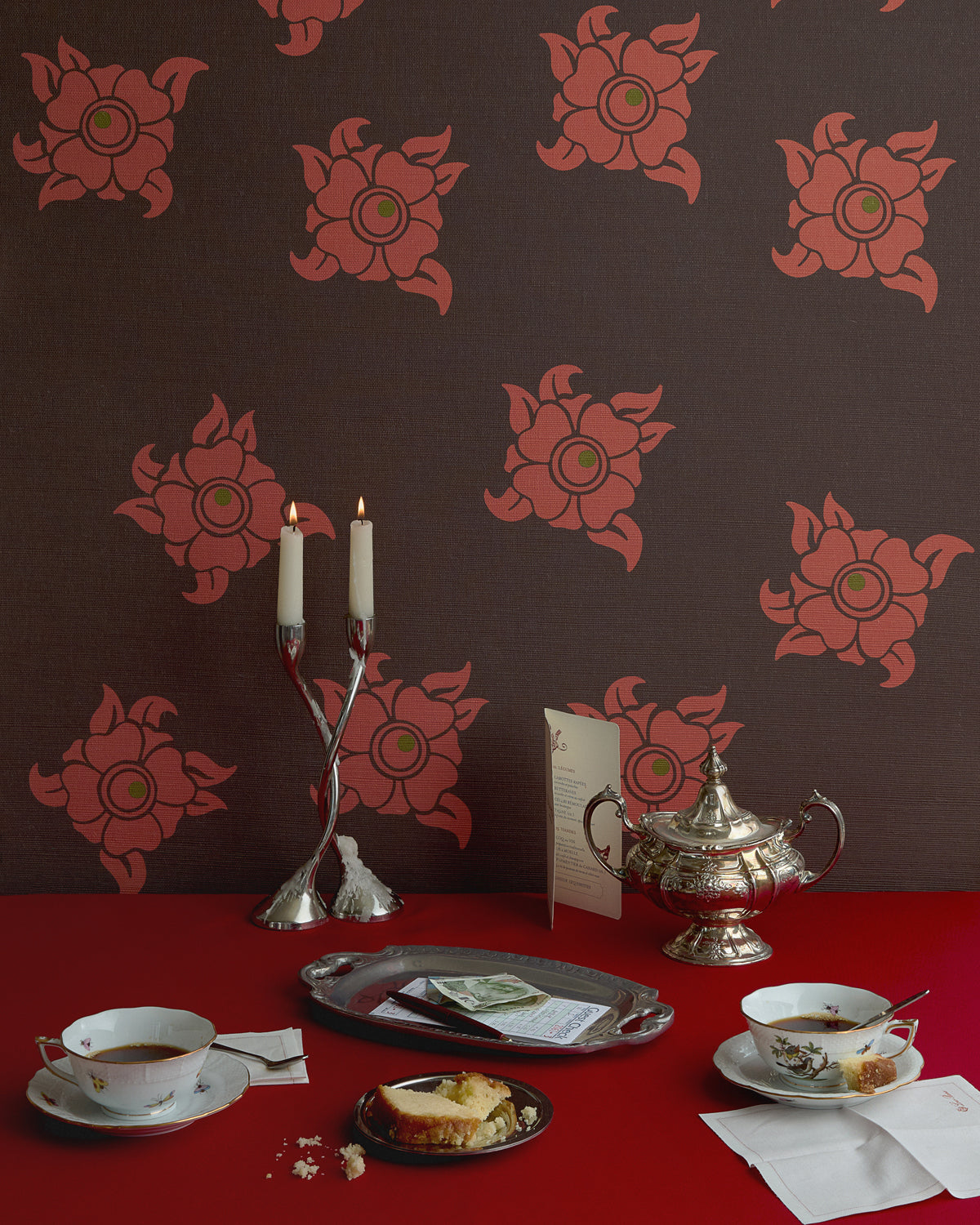 Lost Lotus on Grasscloth